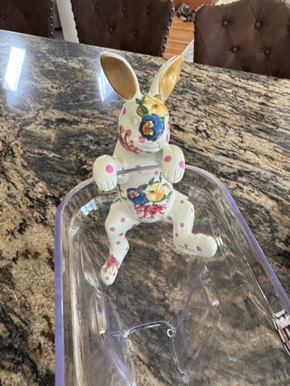 Mackenzie Childs Floral Polka Dot Bunny Sculpture - Decorative Home Art - Picture 4 of 6